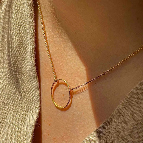 THIN FINGERPRINT CIRCLE 24K gold plated kaklo papuošalas