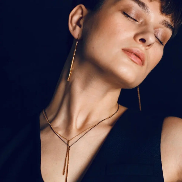 LONG 24K gold plated auskarai