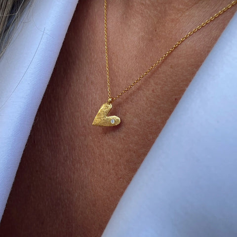 HEART Diamond 24K gold plated kaklo papuošalas