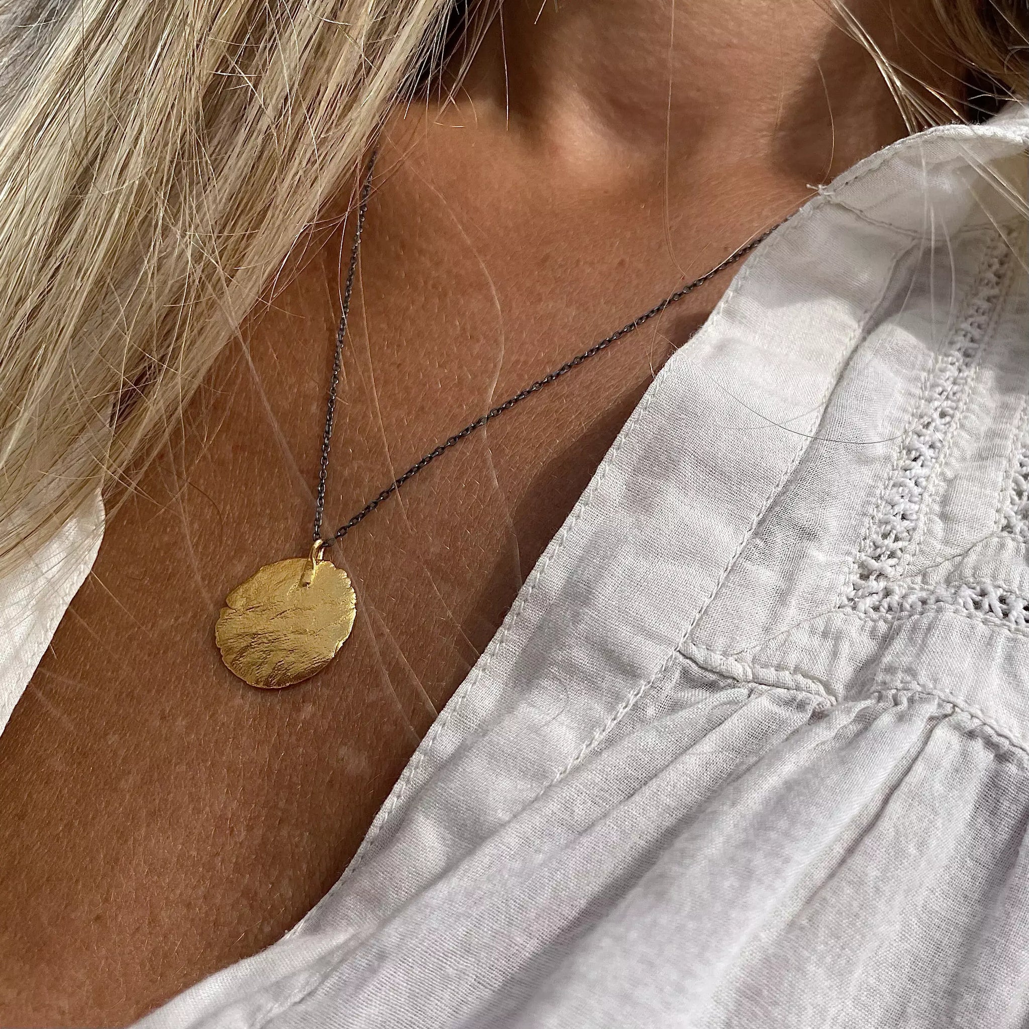 FINGERPRINT 24K gold plated/oxidised silver kaklo papuošalas