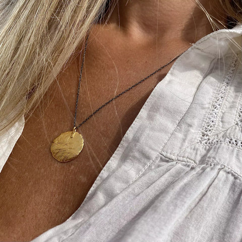 FINGERPRINT 24K gold plated/oxidised silver kaklo papuošalas