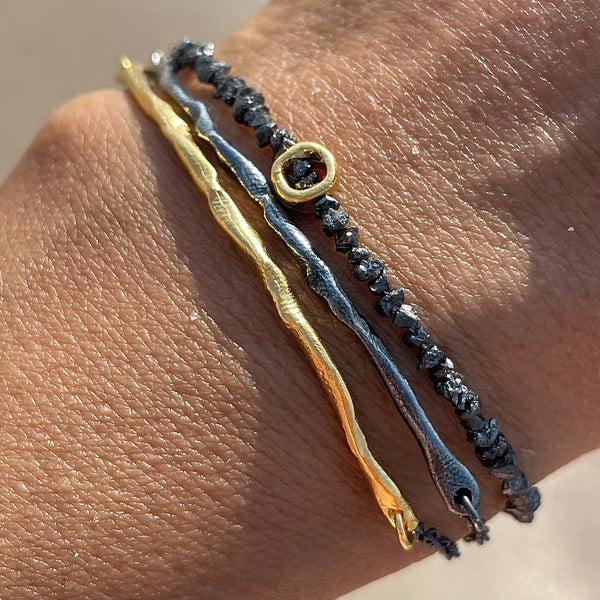 THIK HAND CRAFTED SET 24K gold plated oxidised silver apyrankė