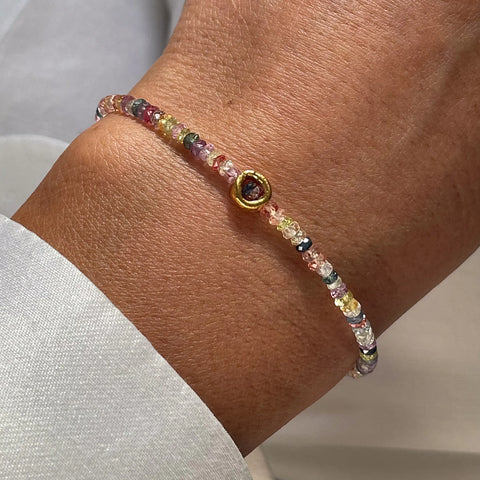MULTI SAPPHIRE CIRCLE 24K gold plated apyrankė