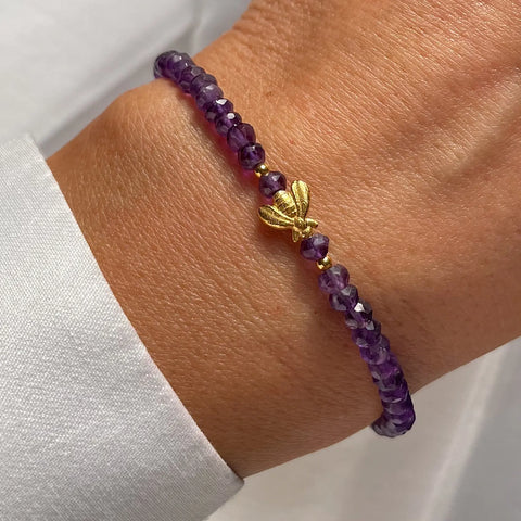 AMETHYST BEE 24K gold plated apyrankė