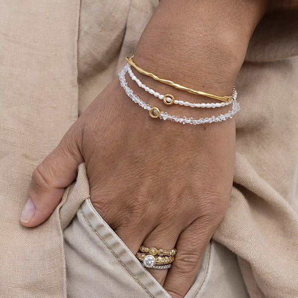 FRESHWATER PEARLS CIRCLE 24K gold plated apyrankė