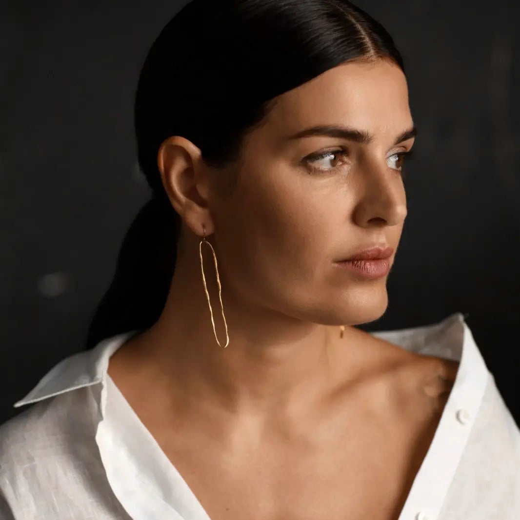 OVAL 24K gold plated auskarai