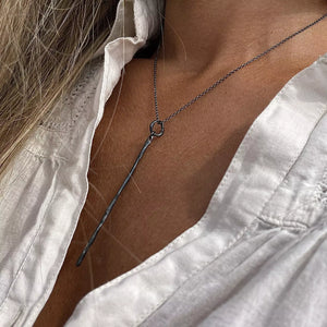 THIN LONG STICK 24K gold plated/oxidised silver kaklo papuošalas