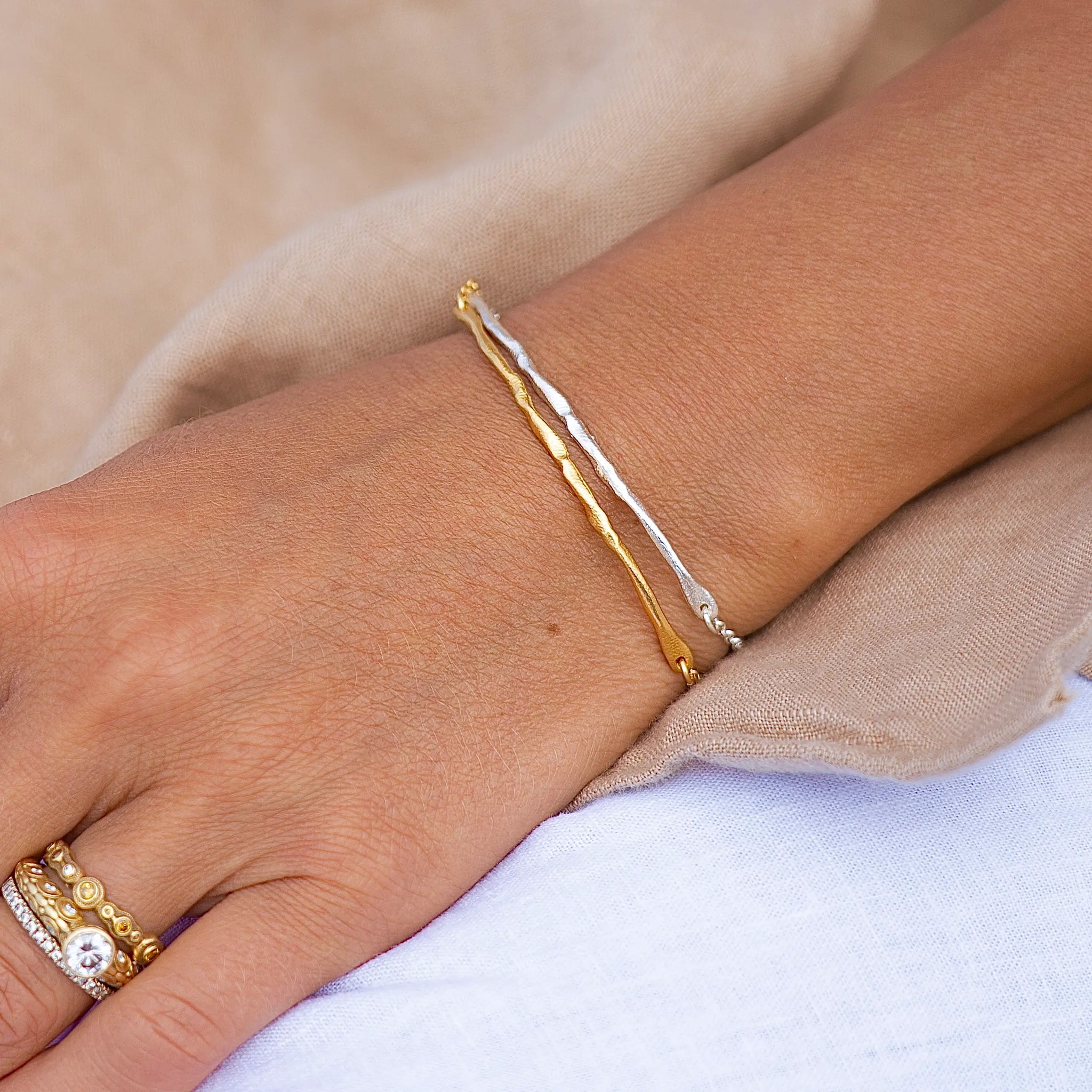 THIK HAND CRAFTED SET 24K gold plated silver apyrankė