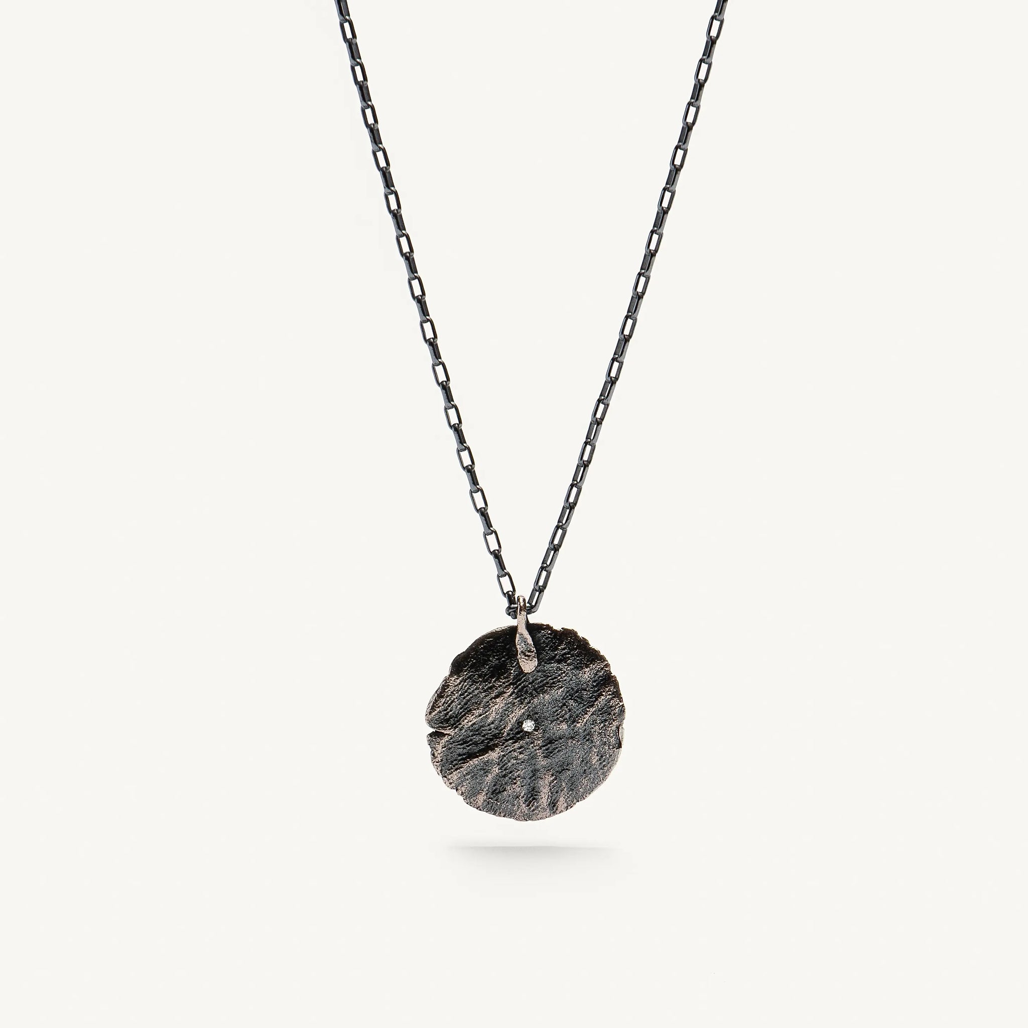 FINGERPRINT diamond oxidised silver kaklo papuošalas