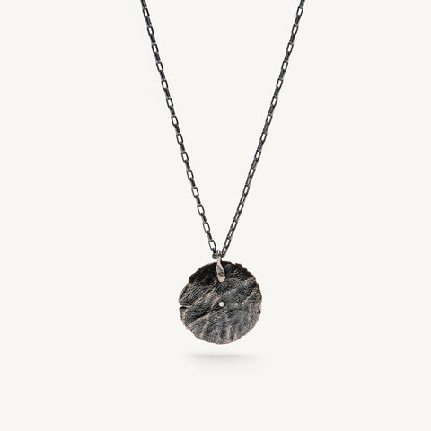 FINGERPRINT diamond oxidised silver kaklo papuošalas
