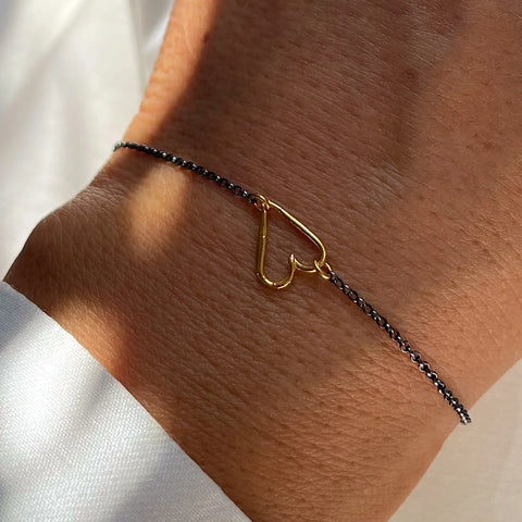 HEART 24K gold plated/oxidised silver apyrankė