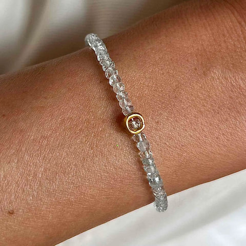 AQUAMARINE CIRCLE 24K gold plated apyrankė