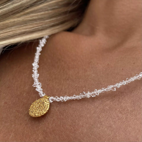 HERKIMER DIAMOND 24K gold plated kaklo papuošalas