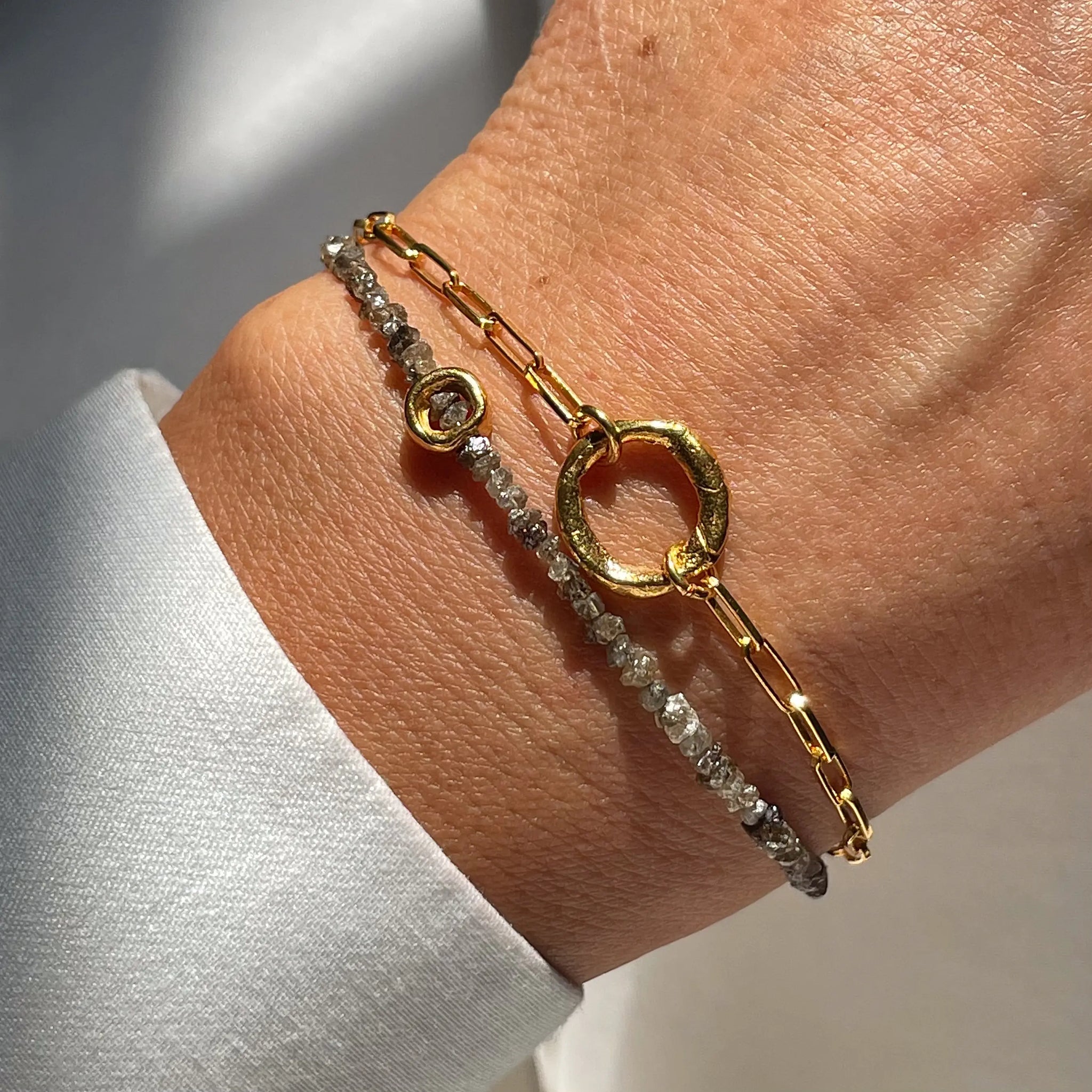 CHAMPAGNE RAW DIAMOND SET 24K gold plated apyrankė