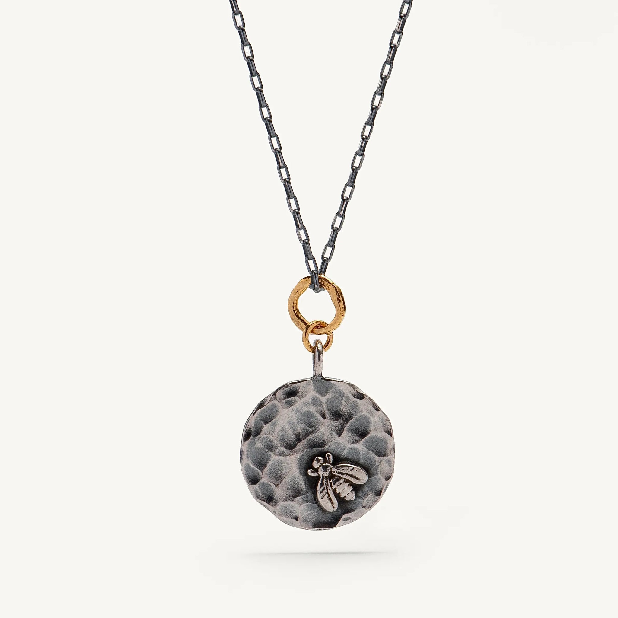 Lucky B e e big 24K gold plated/oxidised silver kaklo papuošalas