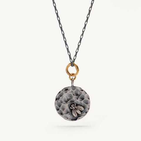 Lucky B e e big 24K gold plated/oxidised silver kaklo papuošalas