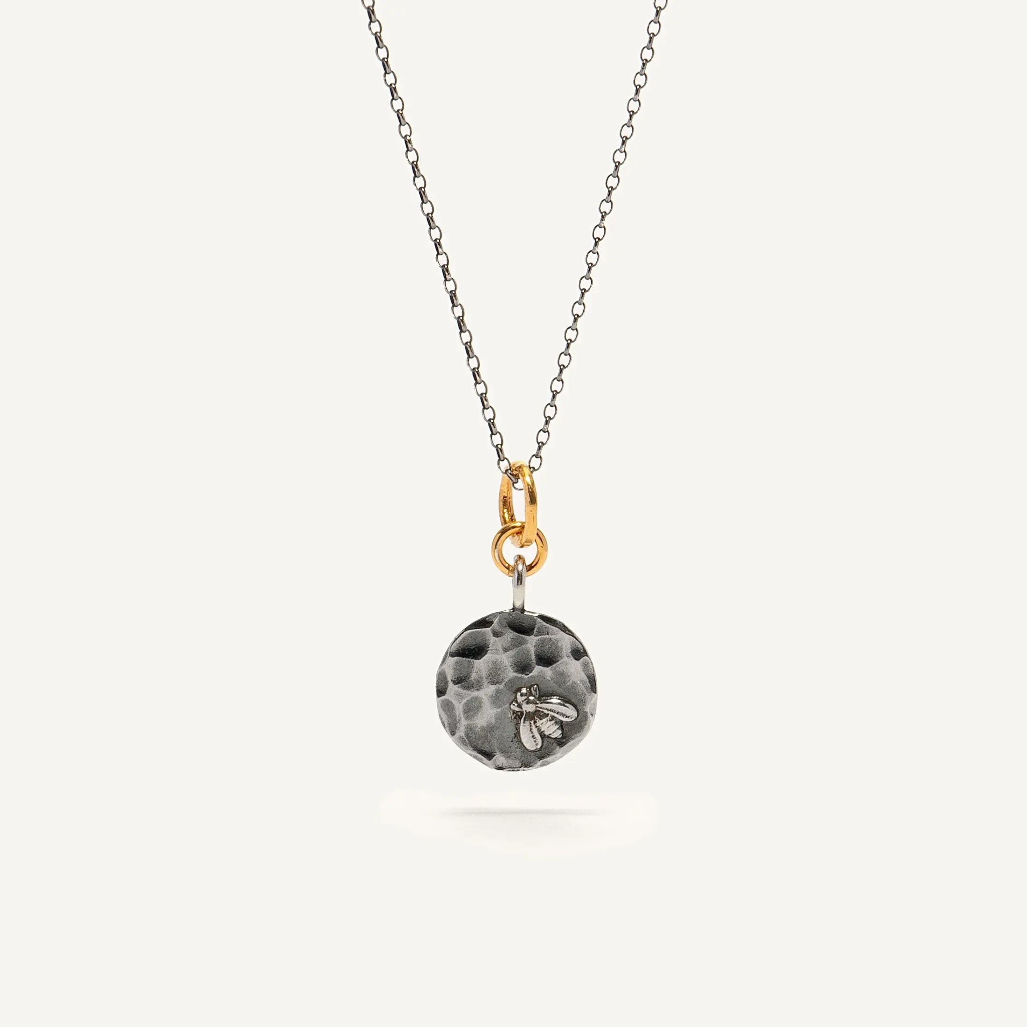 Lucky B e e small 24K gold plated/oxidised silver kaklo papuošalas