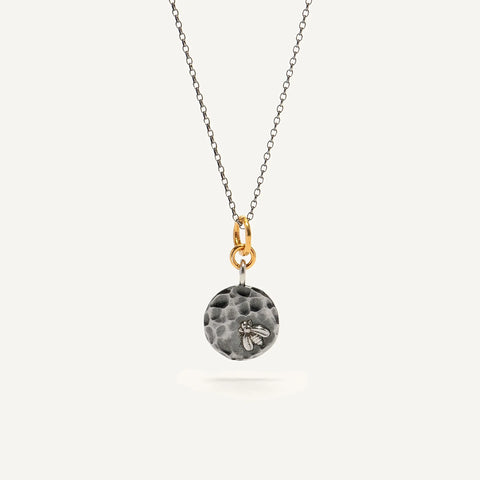 Lucky B e e small 24K gold plated/oxidised silver kaklo papuošalas