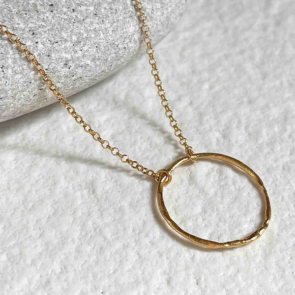 THIN FINGERPRINT CIRCLE 24K gold plated kaklo papuošalas