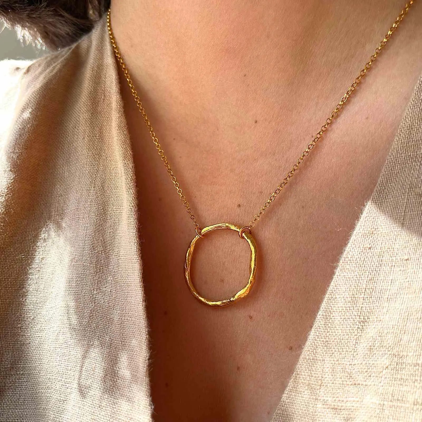 BIG CIRCLE 24K gold plated short kaklo papuošalas