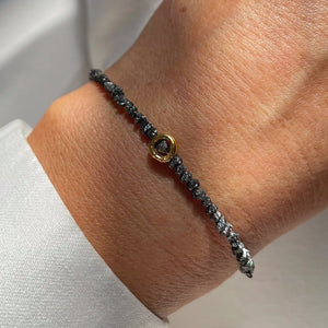 BLACK RAW DIAMOND SET 24K gold plated apyrankė