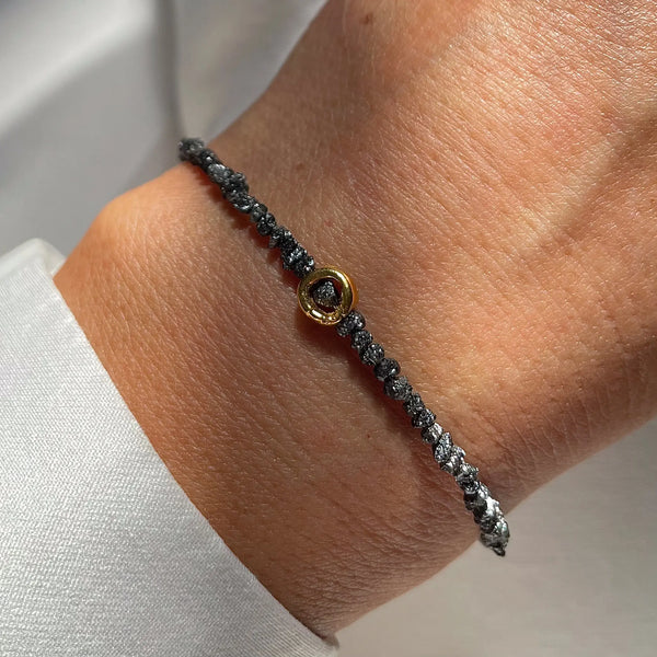 BLACK RAW DIAMOND SET 24K gold plated apyrankė