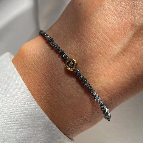 BLACK RAW DIAMOND SET 24K gold plated apyrankė