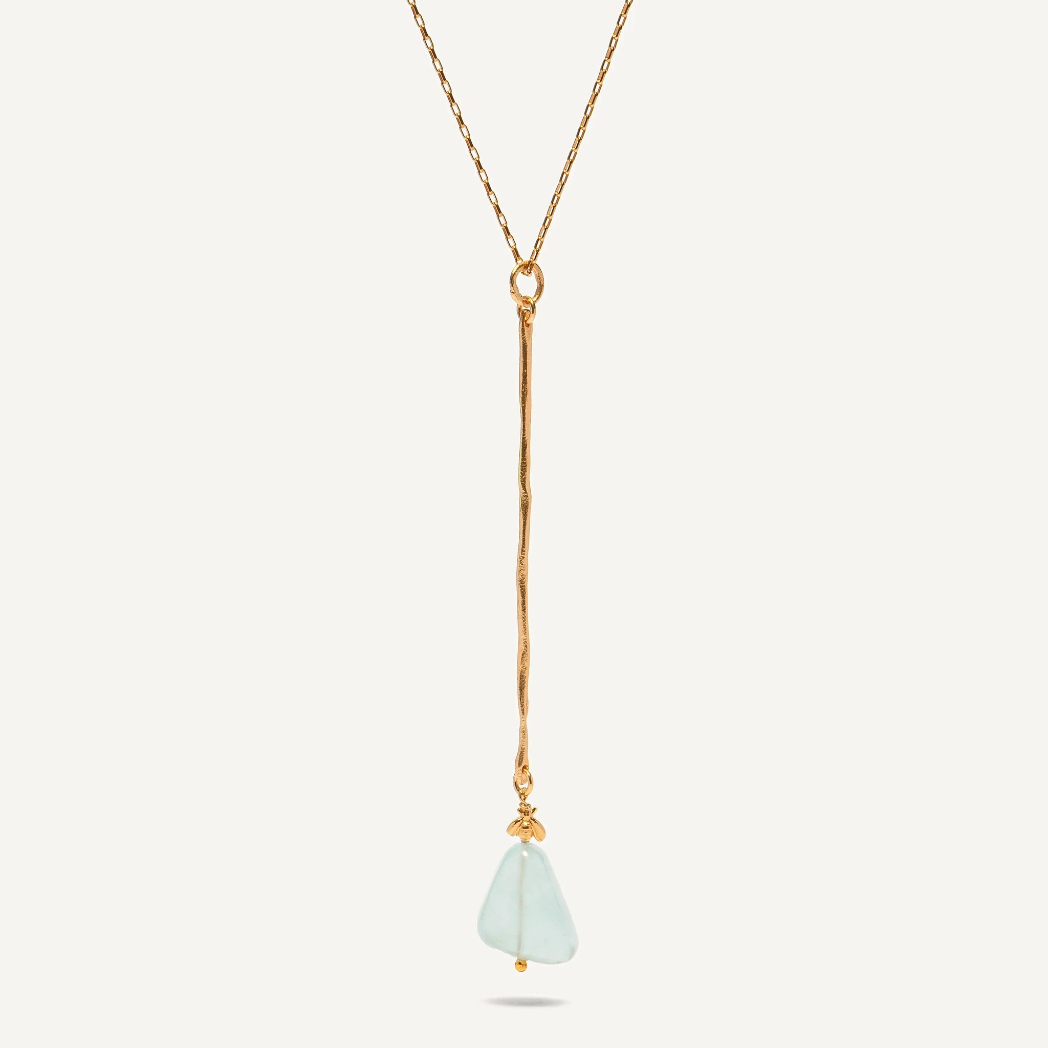 Lucky B e e Aquamarine 24K gold plated kaklo papuošalas