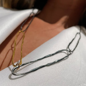 HANDCRAFTED CIRCLE 24K gold plated/oxisidised silver kaklo papuošalas