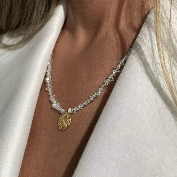 HERKIMER DIAMOND 24K gold plated kaklo papuošalas