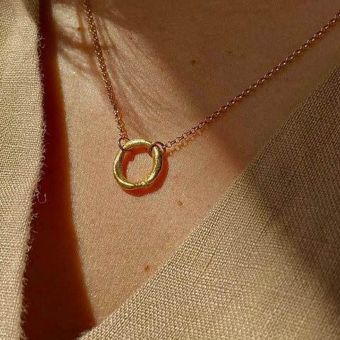 SMALL FINGERPRINT CIRCLE 24K gold plated kaklo papuošalas