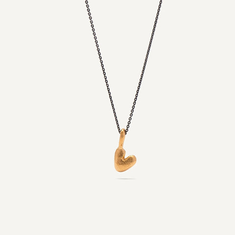 HEART mini 24K gold plated/oxidised silver kaklo papuošalas
