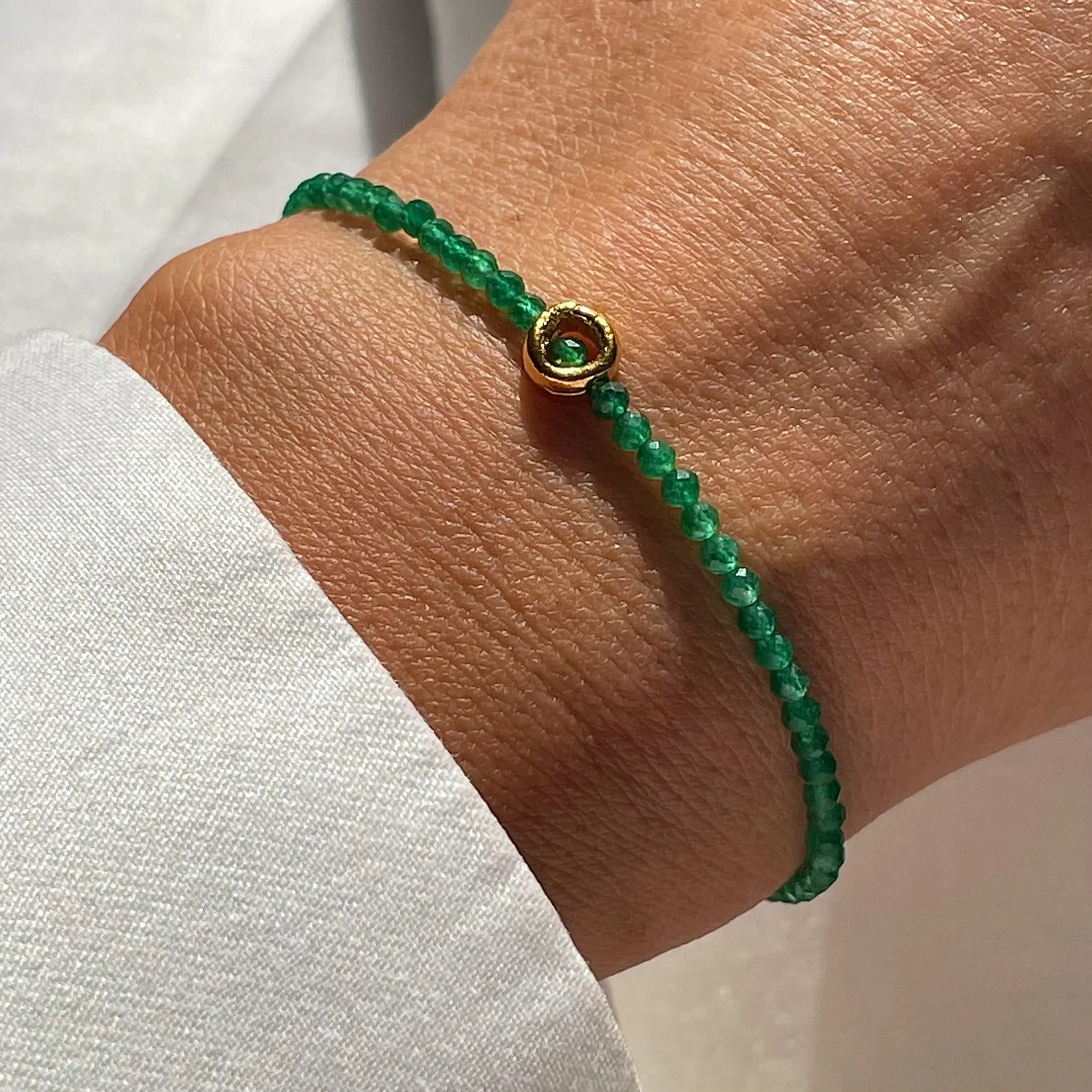 GREEN AGATE 24K gold plated apyrankė