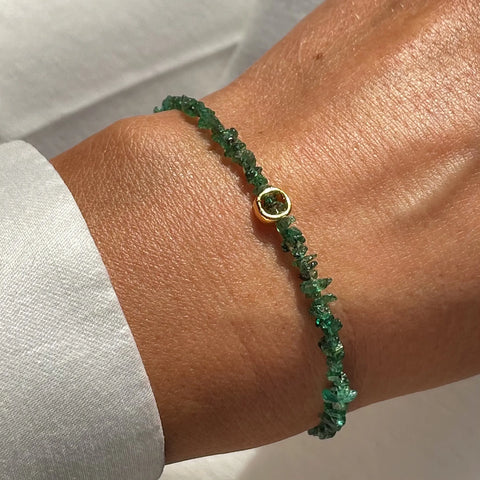 EMERALD UNCUT CIRCLE 24K gold plated apyrankė