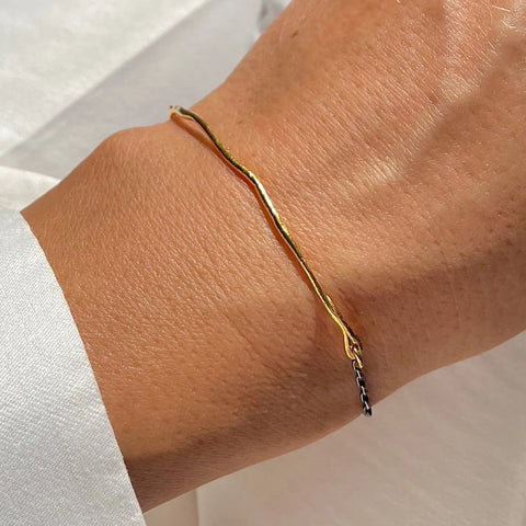 THIN HAND CRAFTED 24K gold plated/oxidised silver apyrankė