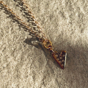HEART SAPPHIRE big 24K gold plated kaklo papuošalas