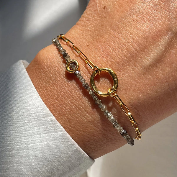 CHAMPAGNE RAW DIAMOND CIRCLE 24K gold apyrankė