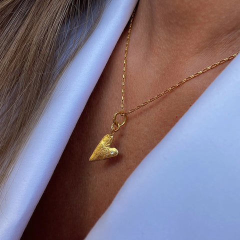 HEART Diamond big 24K gold plated kaklo papuošalas