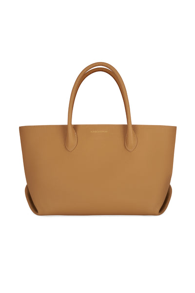 Maxi tote grublėtos odos rankinė ruda