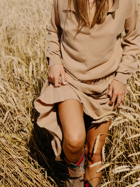 Gizel kašmyro megztinis camel
