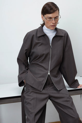 Wool zip-up taupe švarkas
