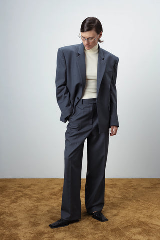 Broad-shoulder grey švarkas