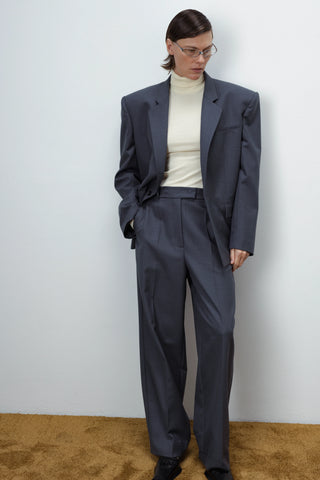 Pleated straight grey kelnės
