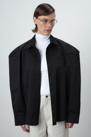 Structured oversized black marškiniai