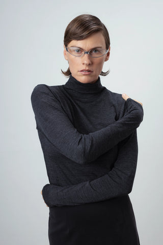 Wool grey palaidinė aukštu kaklu