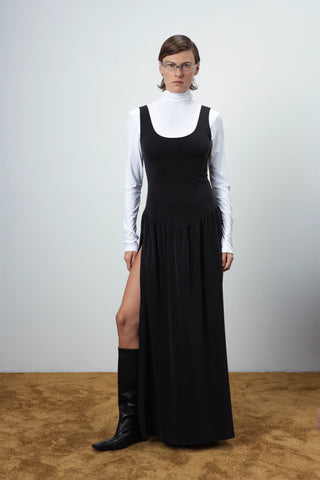 Backless draped suknelė