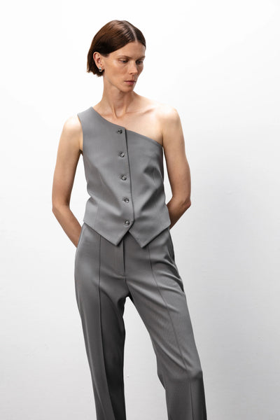 One-shoulder grey liemenė