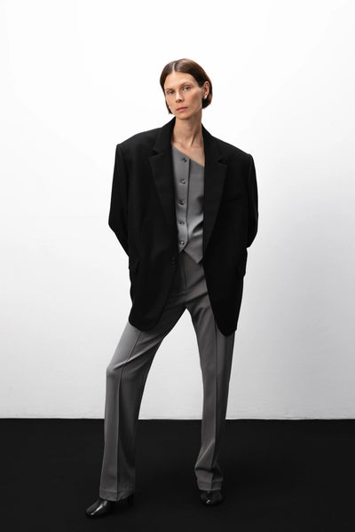 Straight fit grey kelnės