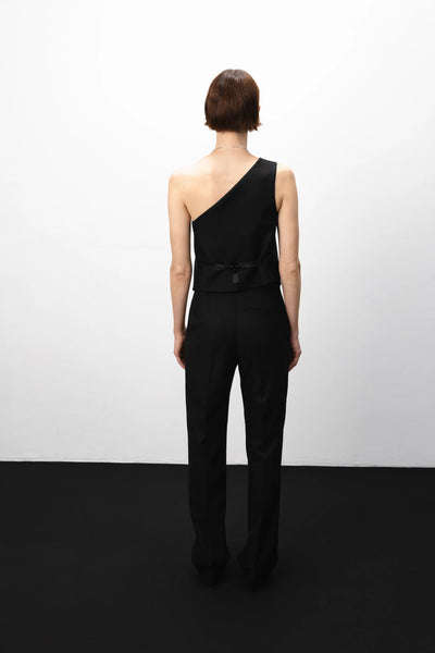 One-shoulder black liemenė