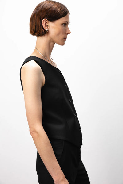 One-shoulder black liemenė